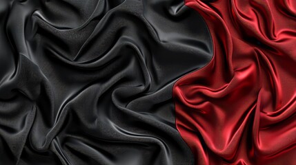 Fototapeta premium Luxurious Black and Red Silk Fabric Textures As Stunning Backgrounds for Design and Creative Projects