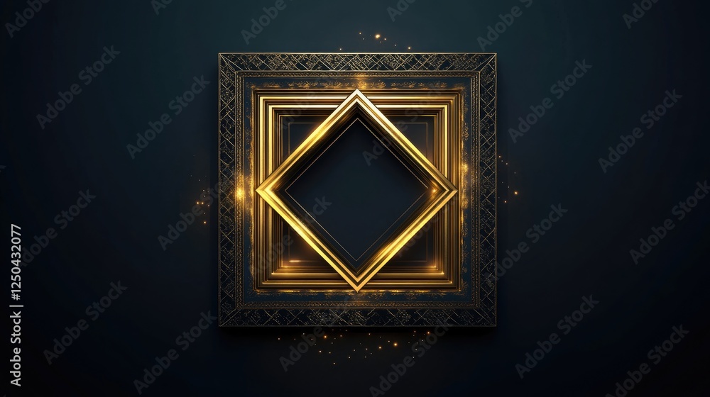 Poster elegant golden frames with sparkling background for art display