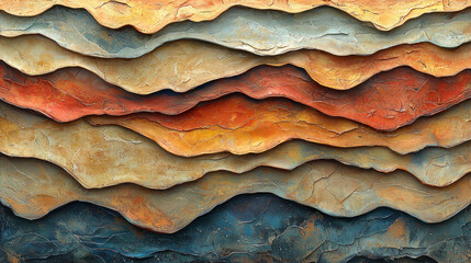 Abstract layered rock formation background in warm and cool colors