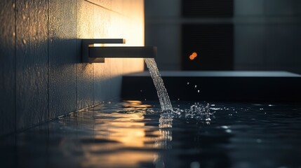 Water flows from the tap to the sink with emphasis on cleanliness and hygiene