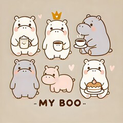Cute minimal style Hippo