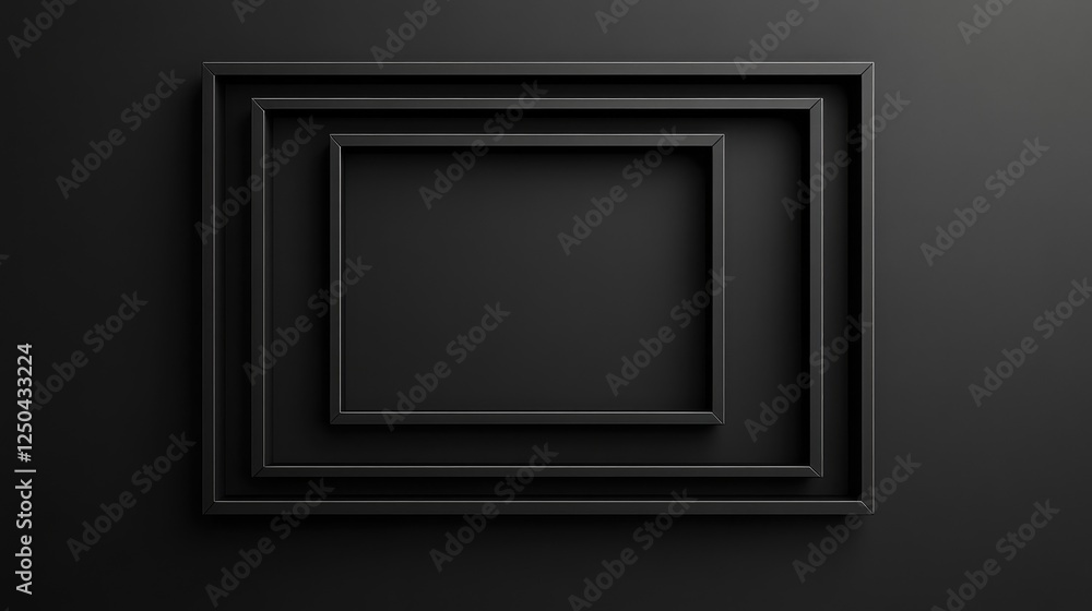 Poster black picture frames on dark background for art display showcase