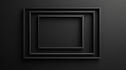 Black Picture Frames on Dark Background for Art Display Showcase