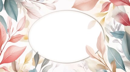 Soft Pastel Floral Frame with Leaves for Elegant Design Projects