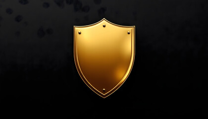 Golden 3D Shield on Black Background