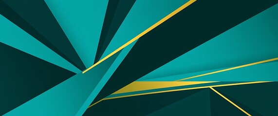 A dynamic composition featuring a stylish geometric background in deep teal and gold hues, rendered in a sleek Art Deco style, with  sharp lines and a high-contrast color palett.