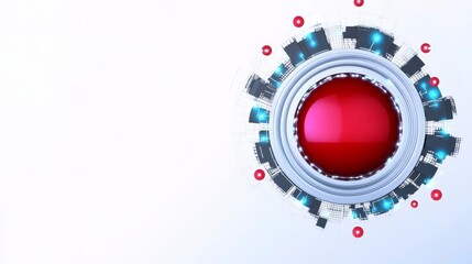 Obraz premium Baseball Tech Background - Futuristic baseball design, blending sport and technology. Red sphere, circuit board, network, innovation, progress.