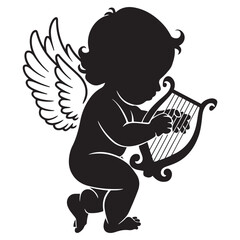 cute baby angel silhouette vector style