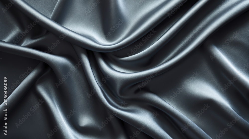 Aufkleber elegantly draped dark gray silk satin fabric texture creating a luxurious abstract background for va