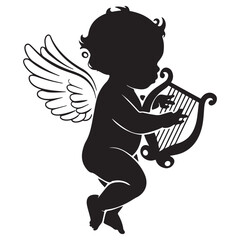 cute baby angel silhouette vector style
