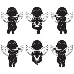 cute baby angel silhouette vector style