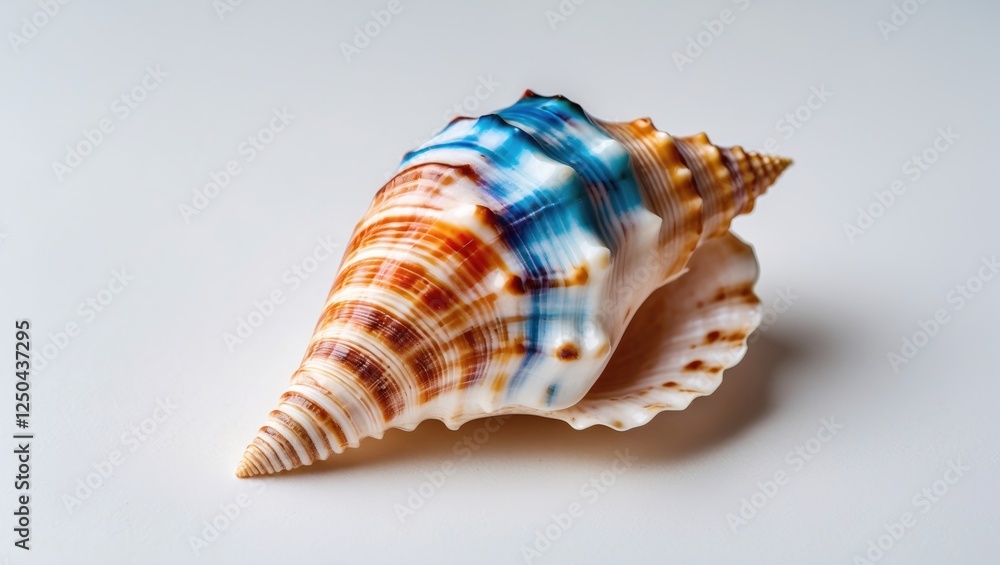 Poster vibrant seashell with unique patterns isolated on a clean white background for coastal or natural de