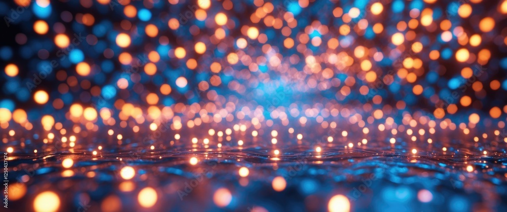 Poster colorful bokeh lights abstract background with blurred dots in warm and cool tones for creative visu