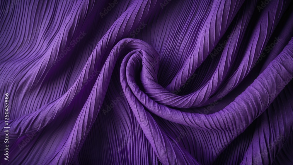 Poster elegant purple fabric drapery with intricate grooved patterns and textures ideal for creative backgr