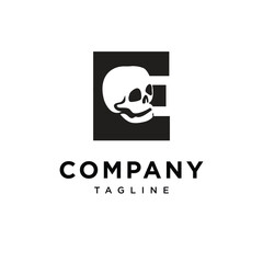 Letter E Skull Logo Icon Vector