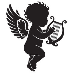 cute baby angel silhouette vector style