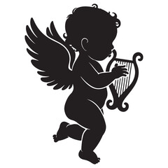 cute baby angel silhouette vector style