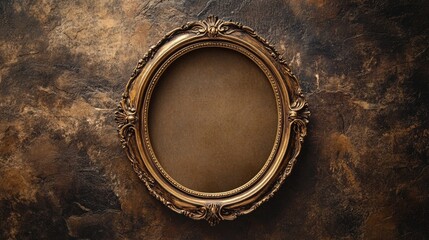 Ornate Vintage Frame on Textured Brown Background for Artwork Display