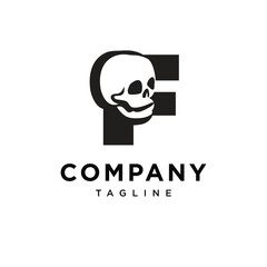 Letter F Skull Logo Icon Vector