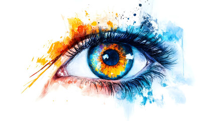 Vibrant Watercolor Eye Closeup   Abstract Colorful Vision