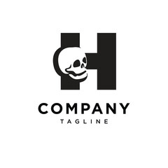 Letter H Skull Logo Icon Vector