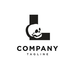 Letter L Skull Logo Icon Vector