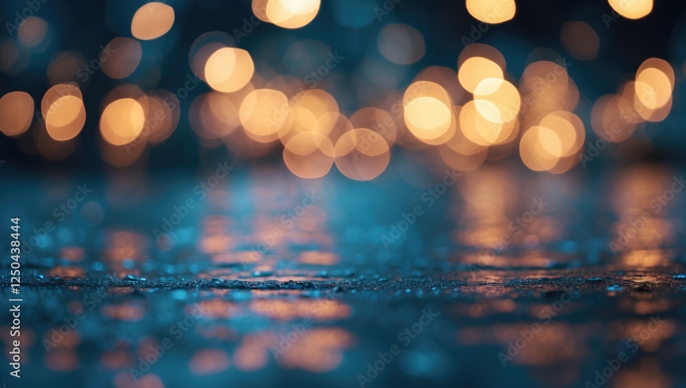 Poster bokeh defocused lights creating an abstract background with a dreamy atmosphere and reflections on a