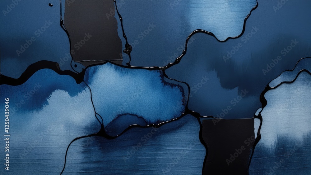 Poster navy blue and black abstract watercolor background featuring a denim gradient with unique patterns a