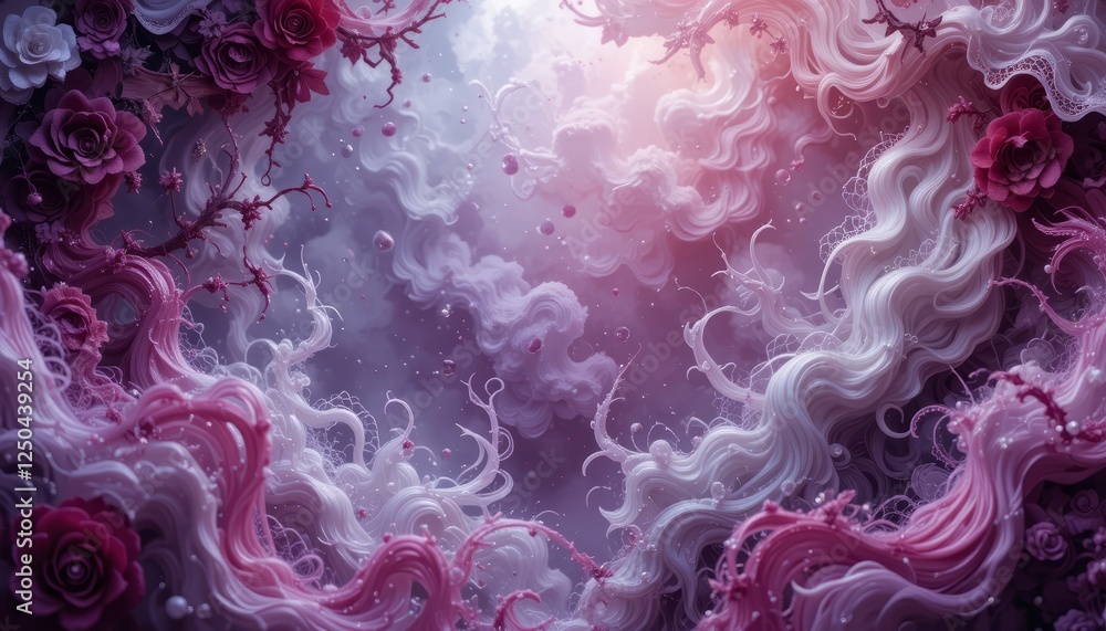 Poster abstract white pink background with waves patterns in a valentines design