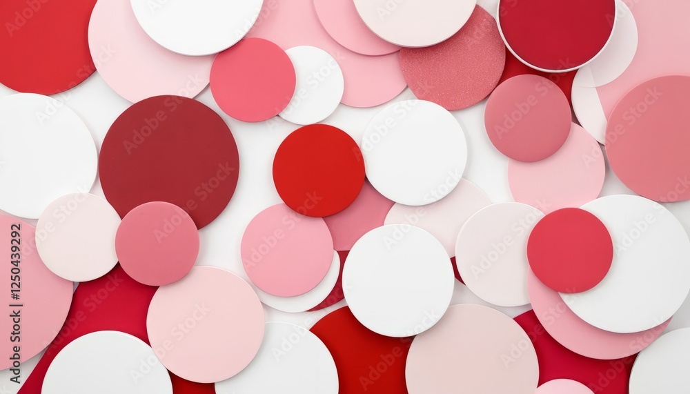 Poster abstract white pink background with circles patterns in a geometric design
