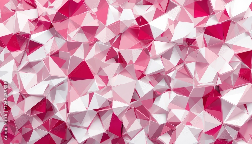 Poster abstract white pink background with diamond, cube and triangle patterns in a geometric design