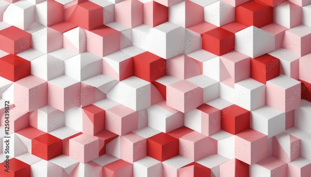 Poster abstract white pink background with diamond, cube and triangle patterns in a geometric design