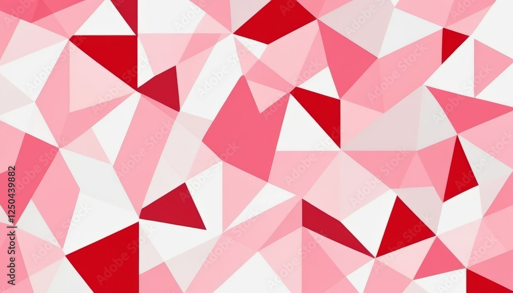 Poster abstract white pink background with diamond, cube and triangle patterns in a geometric design