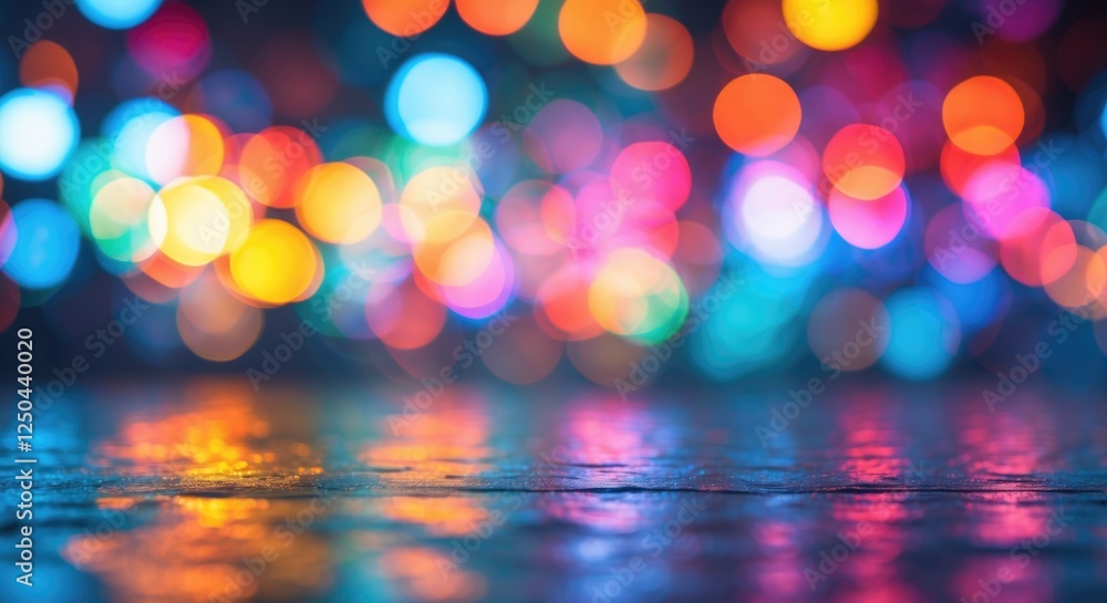 Poster colorful abstract bokeh light background with circular patterns creating a vibrant and festive atmos