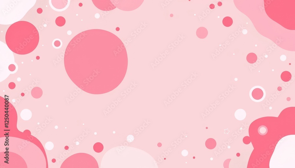 Poster abstract white pink background with circles patterns in a geometric design