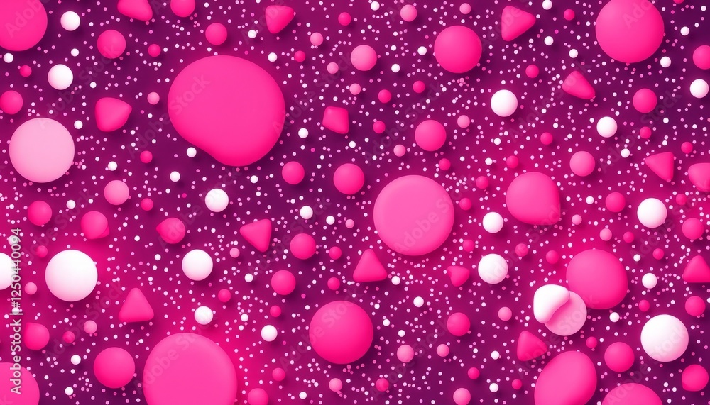 Poster abstract white pink background with circles patterns in a geometric design