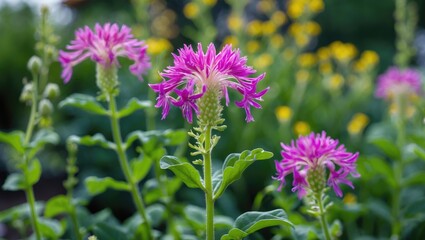 Fototapeta premium Vibrant Amaranth Flowers Blooming in a Lush Garden Surrounded by Colorful Flora