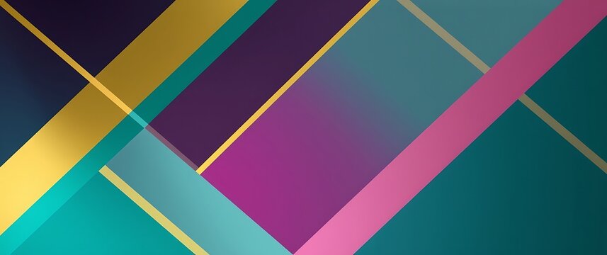 A photograph of a stylish geometric background featuring intersecting lines and vibrant gradients in teal, fuchsia, and gold, sharp focus, high contrast, Art Deco style.