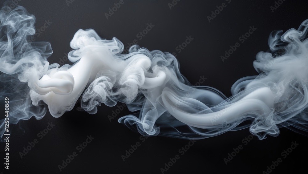 Poster elegant swirling white smoke on a dark background creating a mesmerizing abstract texture for artist