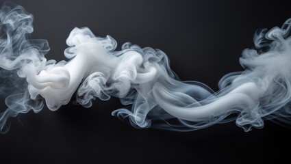 Fototapeta premium Elegant swirling white smoke on a dark background creating a mesmerizing abstract texture for artistic design and visual effects.