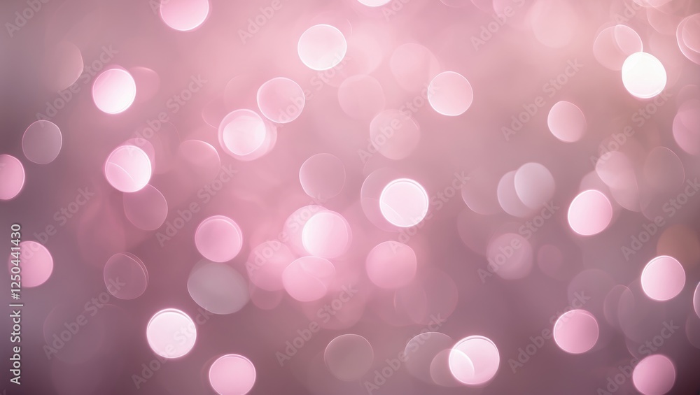 Poster dreamy pink bokeh background with soft, blurred circles of light creating a gentle and playful abstr