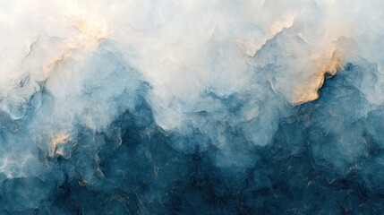 Obraz premium Abstract blue and white smoke-like texture blending together in a serene, dreamy atmosphere