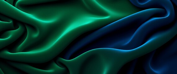 Fototapeta premium A photorealistic rendering of a stylish background composed of rich velvet fabrics in deep emerald green and sapphire blue, with subtle folds and textures, emphasizing luxuriou.
