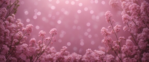 Gentle Pink Floral Bokeh Background with Soft Focus for Text Overlays and Design Projects