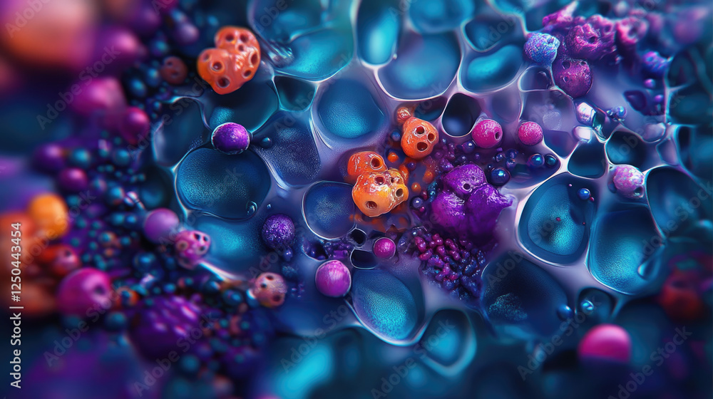 Aufkleber exploring oncology research digital microscope analysis of complex cell structures in a laboratory e
