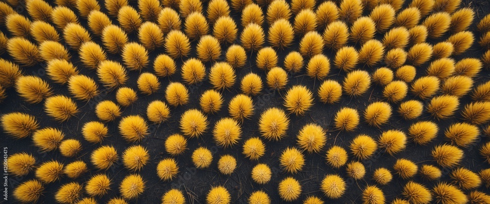 Poster vibrant autumn landscape with yellow spiked grass creating a unique texture and copy space for creat