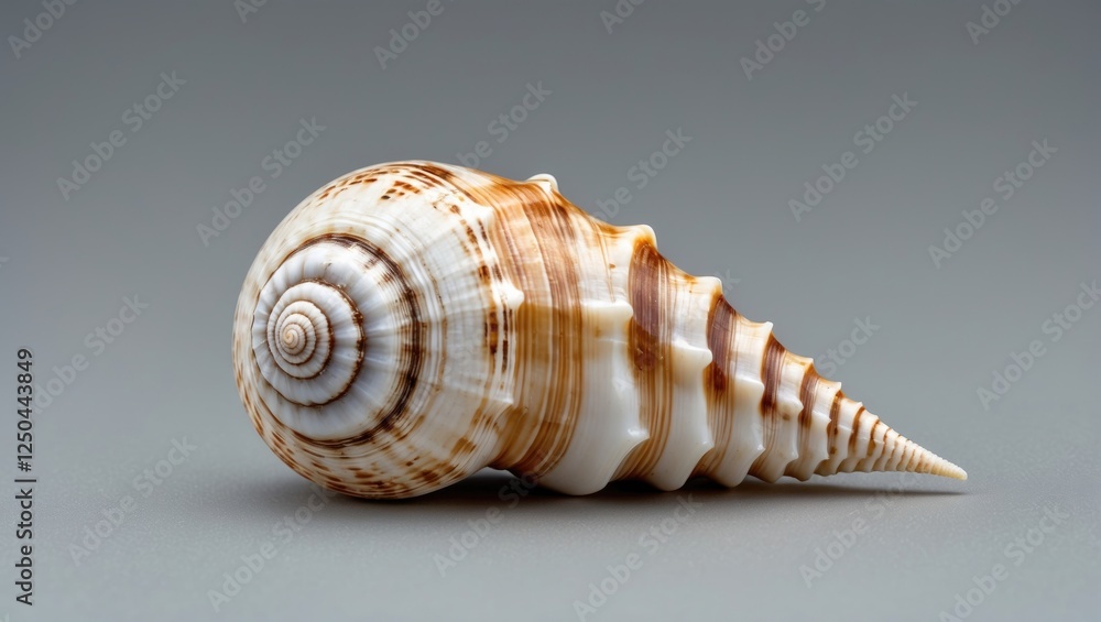 Poster beautiful alphabet cone seashell on a neutral background capturing the intricate patterns of this un