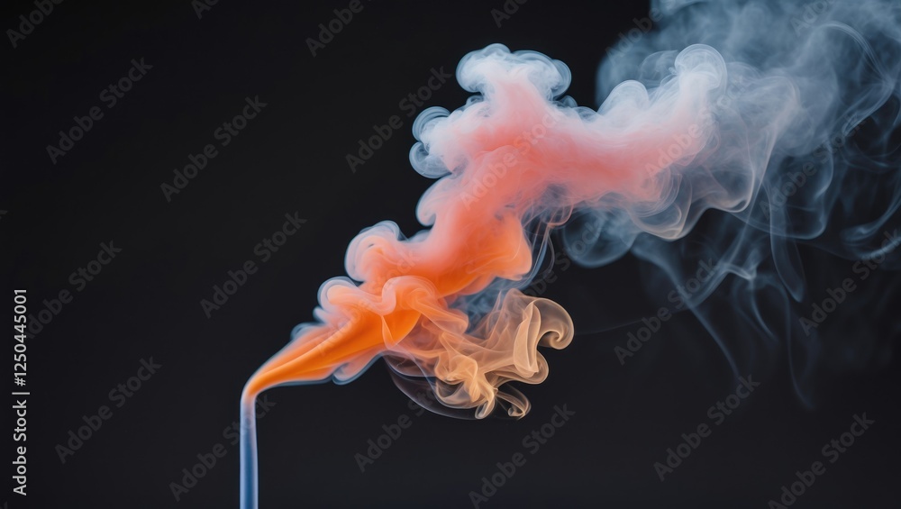Poster colorful smoke swirl against a black background creating an abstract visual design suitable for art 