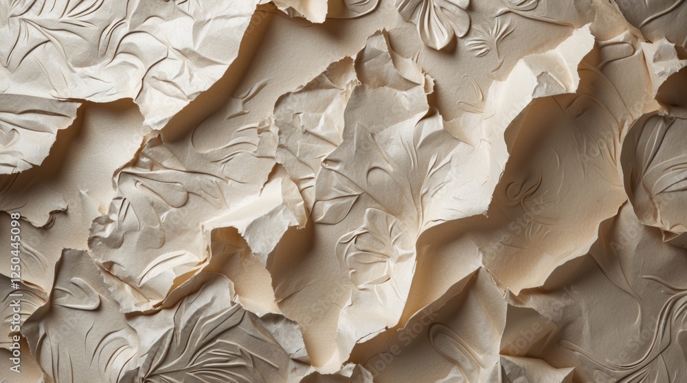 Poster textured embossed paper background with intricate floral patterns, showcasing a seamless design idea