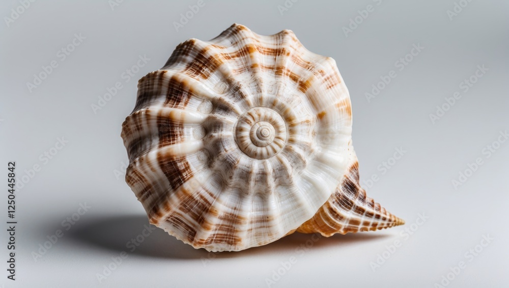 Poster ancient fossilized seashell isolated on a white background with ample space for text or graphic desi